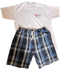 Keneth Cole Men’s boxer pajamas front side pockets elastic waist M - Free Tshirt